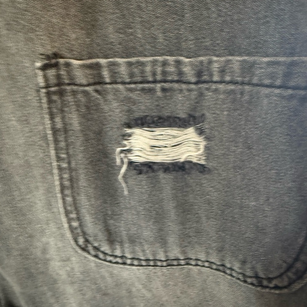 easel Washed Black Distressed Denim Short Overalls - Picture 4 of 6